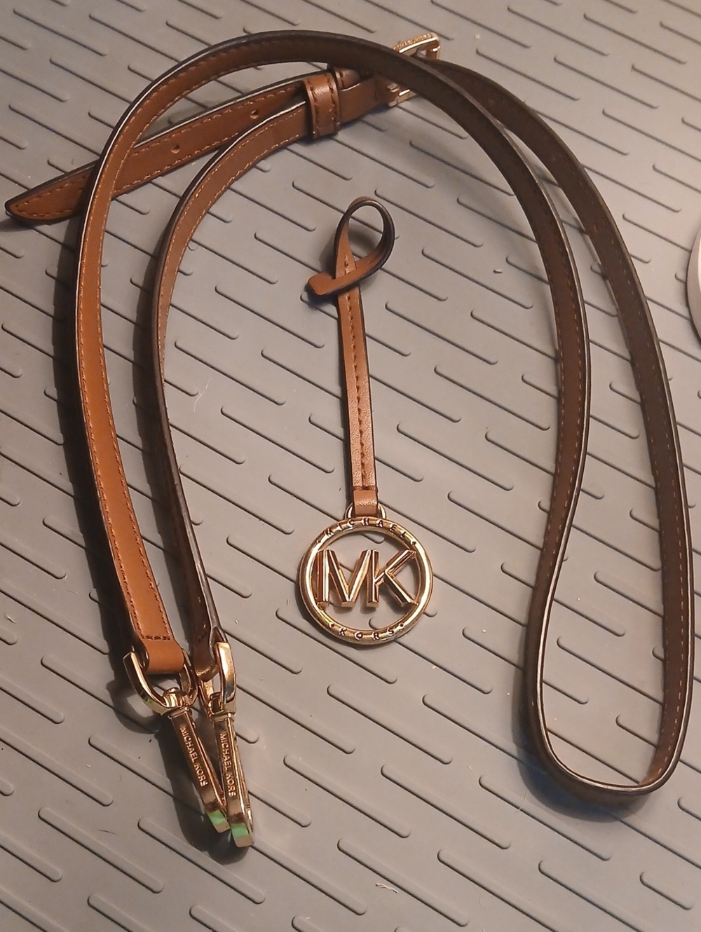 Michael Kors Brown Leather Strap with MK Charm And Michael Kors Crossbody Strap
